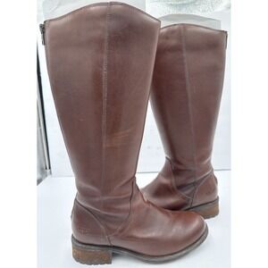 UGG Seldon Women's 7 Brown Leather Tall Riding Boots 1006038 Zips Up Back Nice